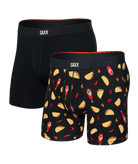 Saxx Underwear Vibe Xtra 2-Pack Soft Comfort Boxer Brief 6" - Flamin Hot / Black