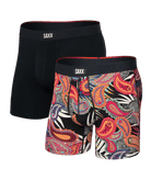 Saxx Underwear Vibe Xtra (2 Pack) Soft Comfort Boxer Brief 6" - Jungle Paisley / Black
