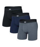 SAXX Essential Cotton Boxer Brief Fly 3-Pack – Black/Turbulence/Maritime