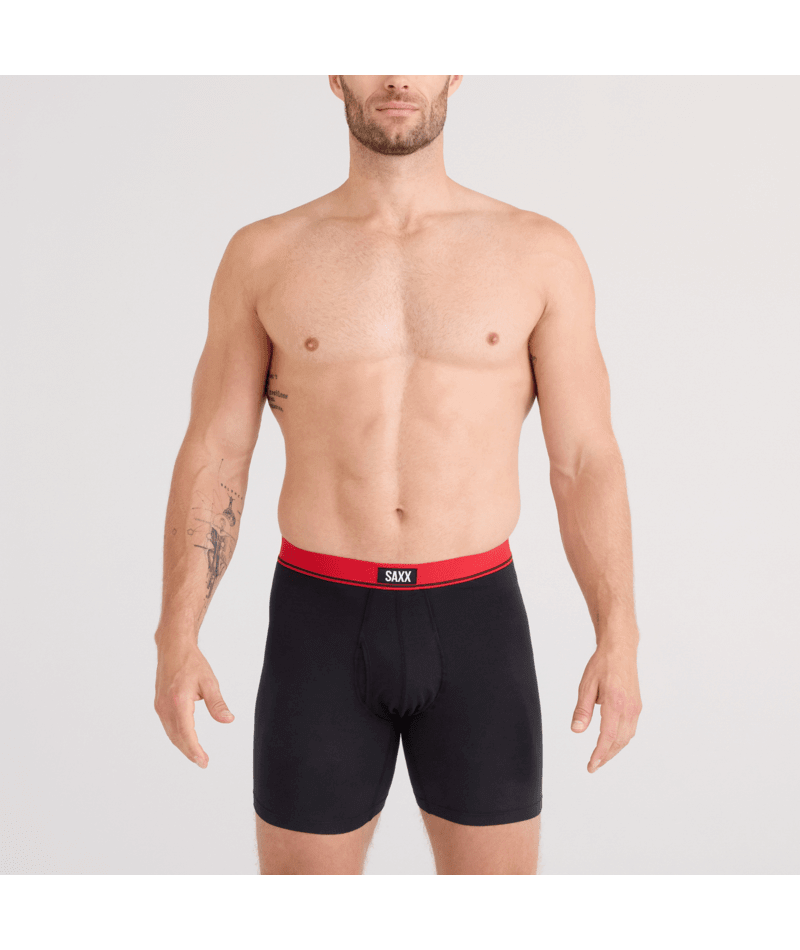 SAXX Essential Cotton Boxer Brief Fly 3-Pack – Red/Navy/Turbulence WB