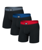 SAXX Essential Cotton Boxer Brief Fly 3-Pack – Red/Navy/Turbulence WB