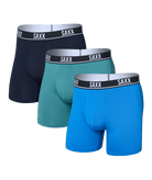 SAXX Essential Performance 3 Pack Boxer Briefs with Fly – Blue/Teal/Maritime