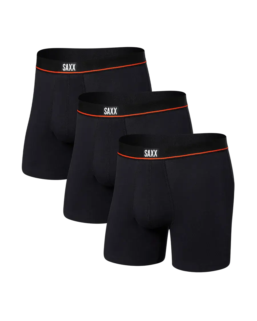 Saxx Non Stop Stretch Cotton 3 Pack Boxer Briefs - Black