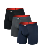 Saxx Multi Sport Performance 3 Pack Mesh Boxer Briefs - Turbulence/Navy/Black
