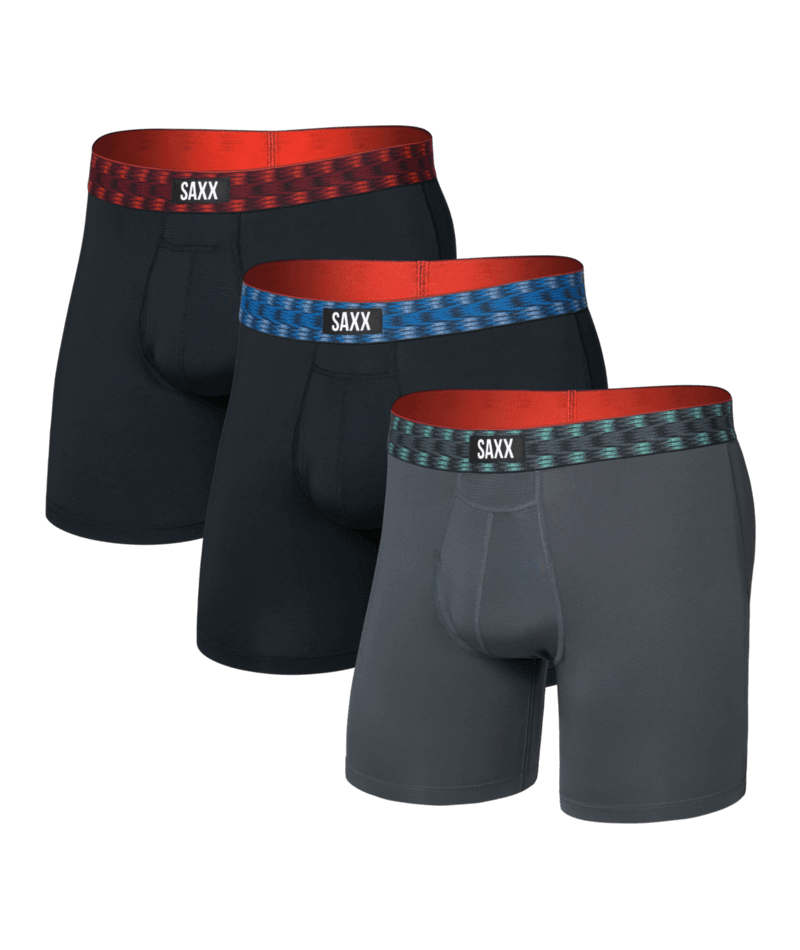 SAXX Multi-Sport Performance Mesh Boxer Briefs 3-Pack – Red/Mint/Blue Jagged WB