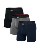 Saxx Underwear Vibe Xtra (3 Pack) Soft Comfort Boxer Brief 6" - Black/Dark Grey Heather/Navy