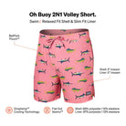 Saxx Oh Buoy 2N1 Stretch Swim Trunk 5" with liner - Trophy Catch - Flamingo