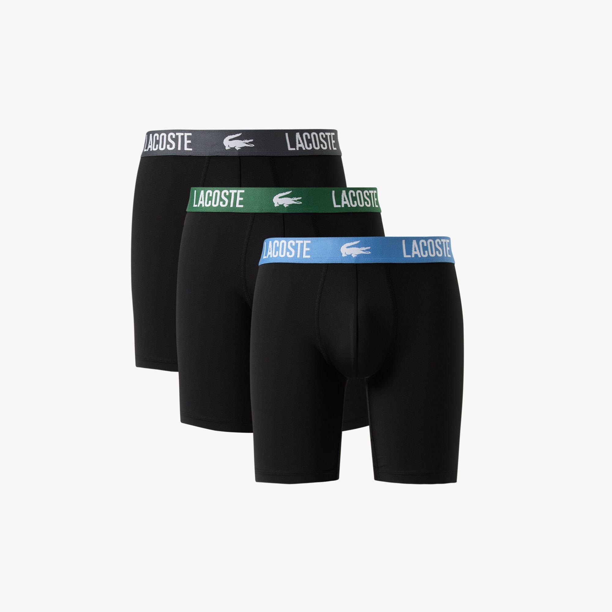 Lacoste 3-Pack Microfiber Boxer Briefs - Black / Green / Flagstone / Turquin Blue - alternate 3-pack product view