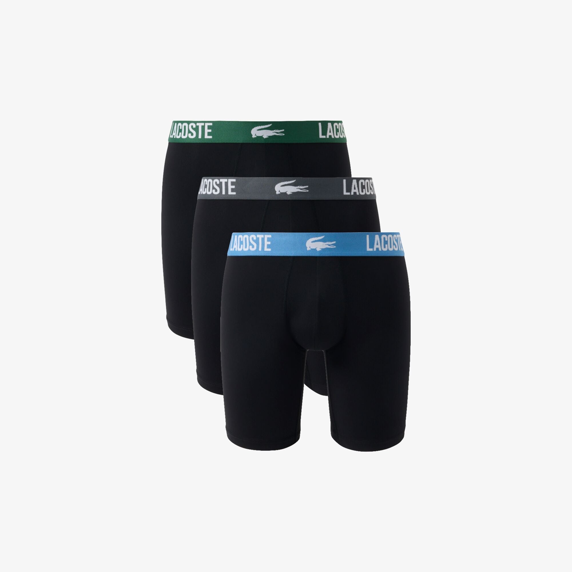 Lacoste 3-Pack Microfiber Boxer Briefs - Black / Green / Flagstone / Turquin Blue - 3-pack product view