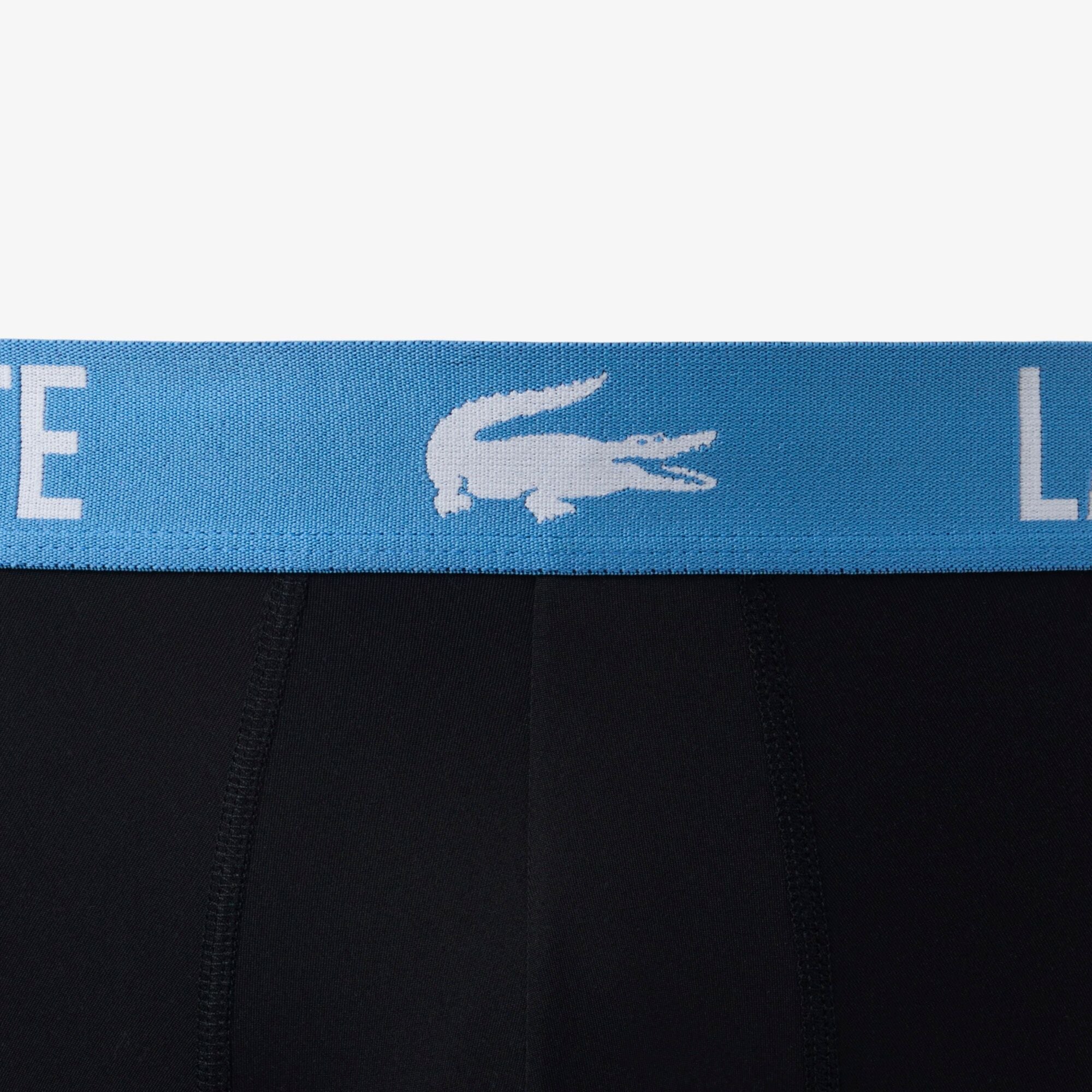 Lacoste 3-Pack Microfiber Boxer Briefs - Black / Green / Flagstone / Turquin Blue - alternate waistband detail
