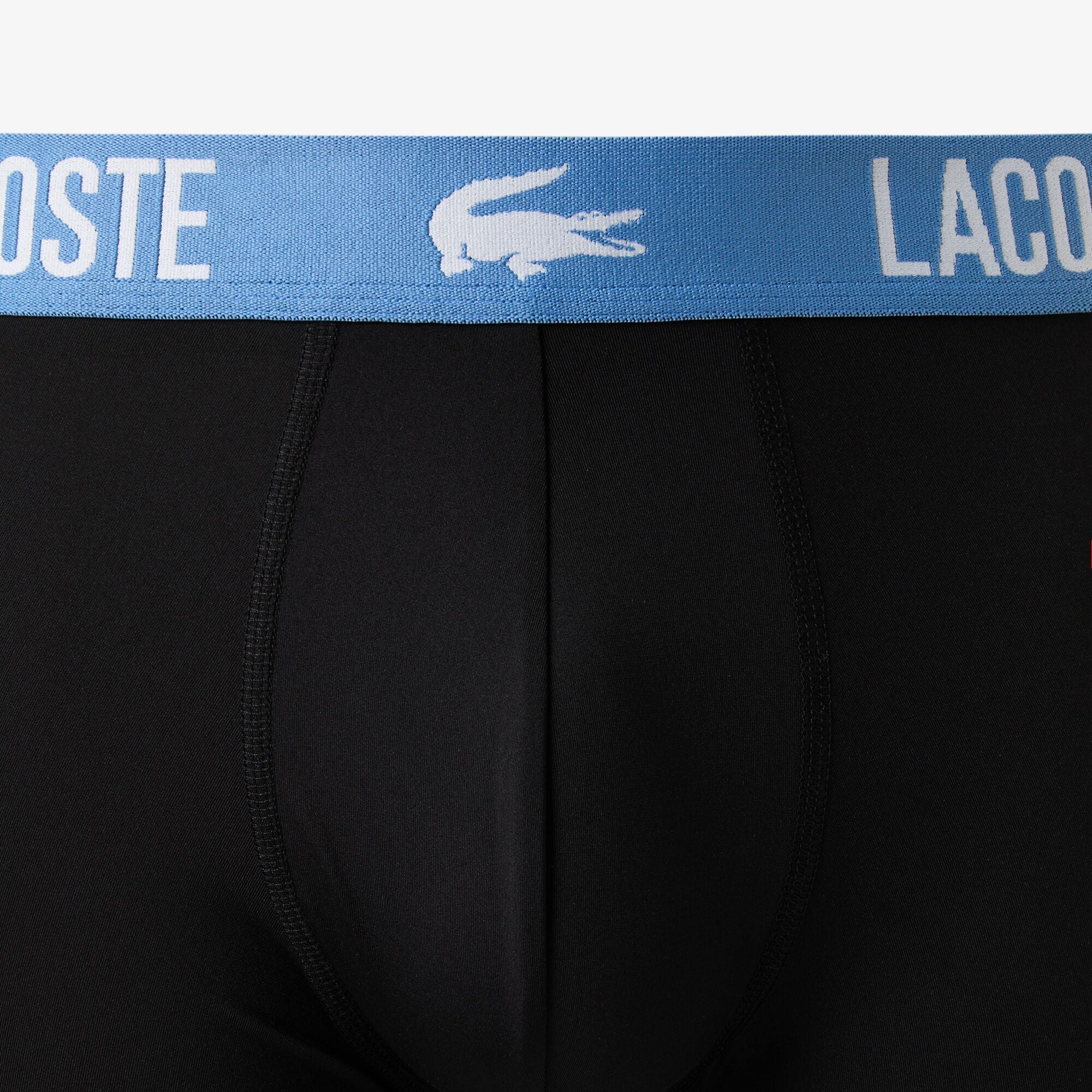 Lacoste 3-Pack Microfiber Boxer Briefs - Black / Green / Flagstone / Turquin Blue - logo waistband detail