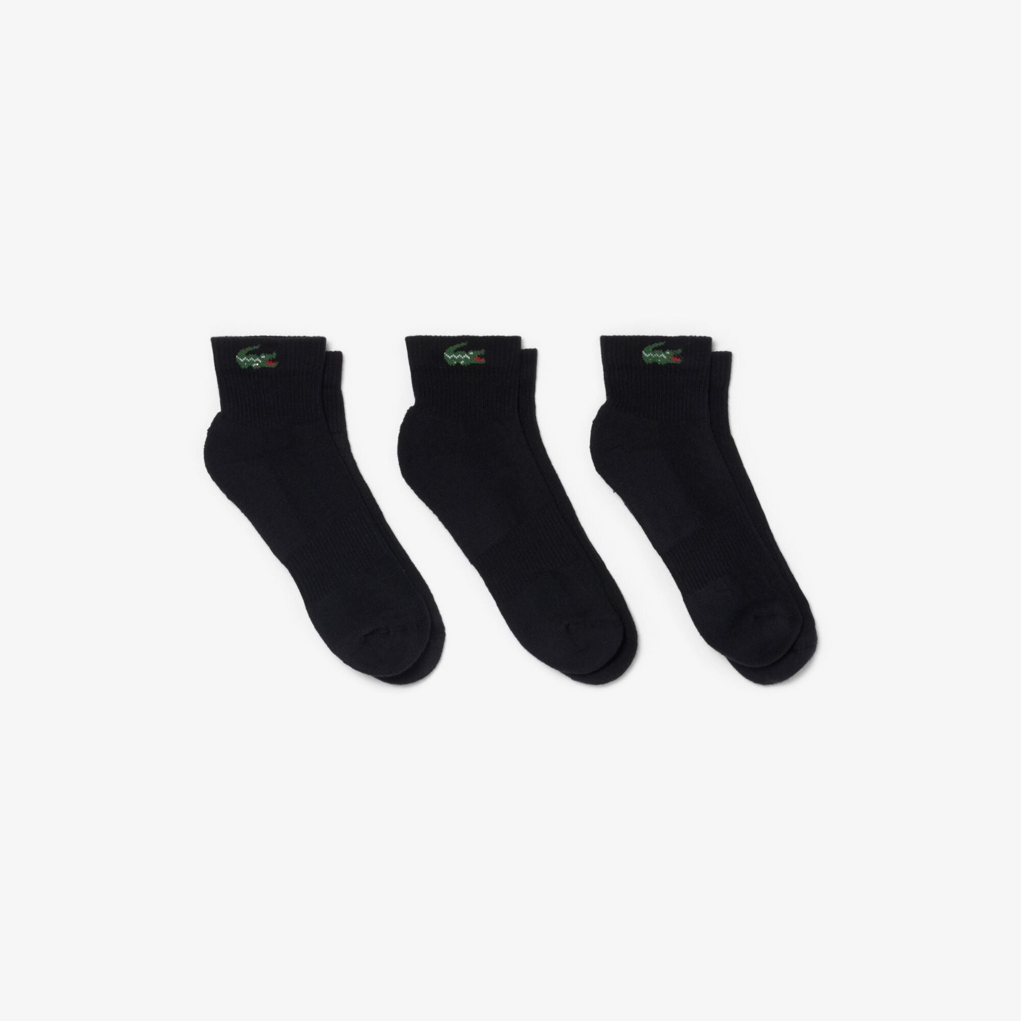 Lacoste 3-Pack Quarter Sport Socks - Black - 3-pack product view