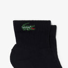 Lacoste 3-Pack Quarter Sport Socks - Black - crocodile logo detail