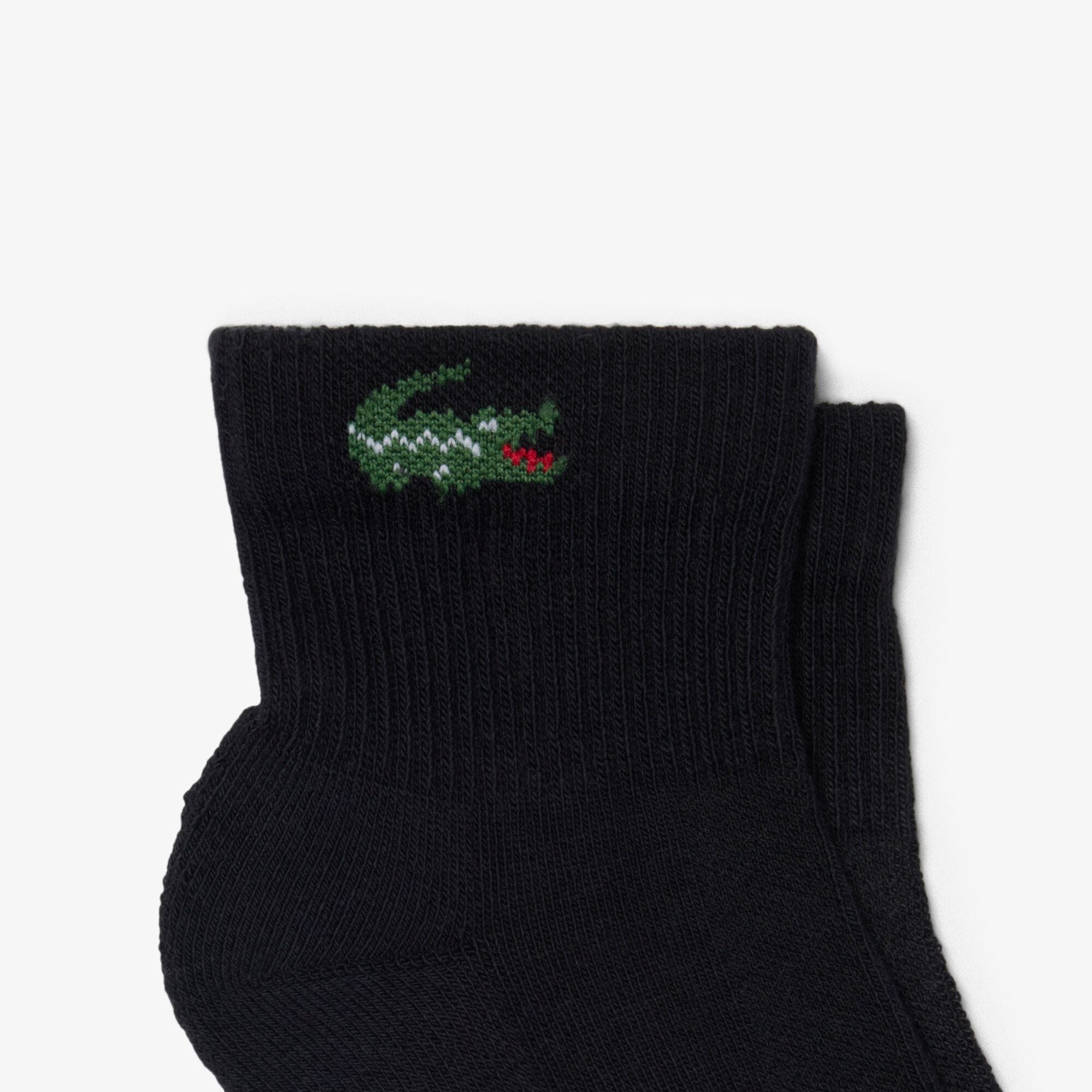Lacoste 3-Pack Quarter Sport Socks - Black - crocodile logo detail