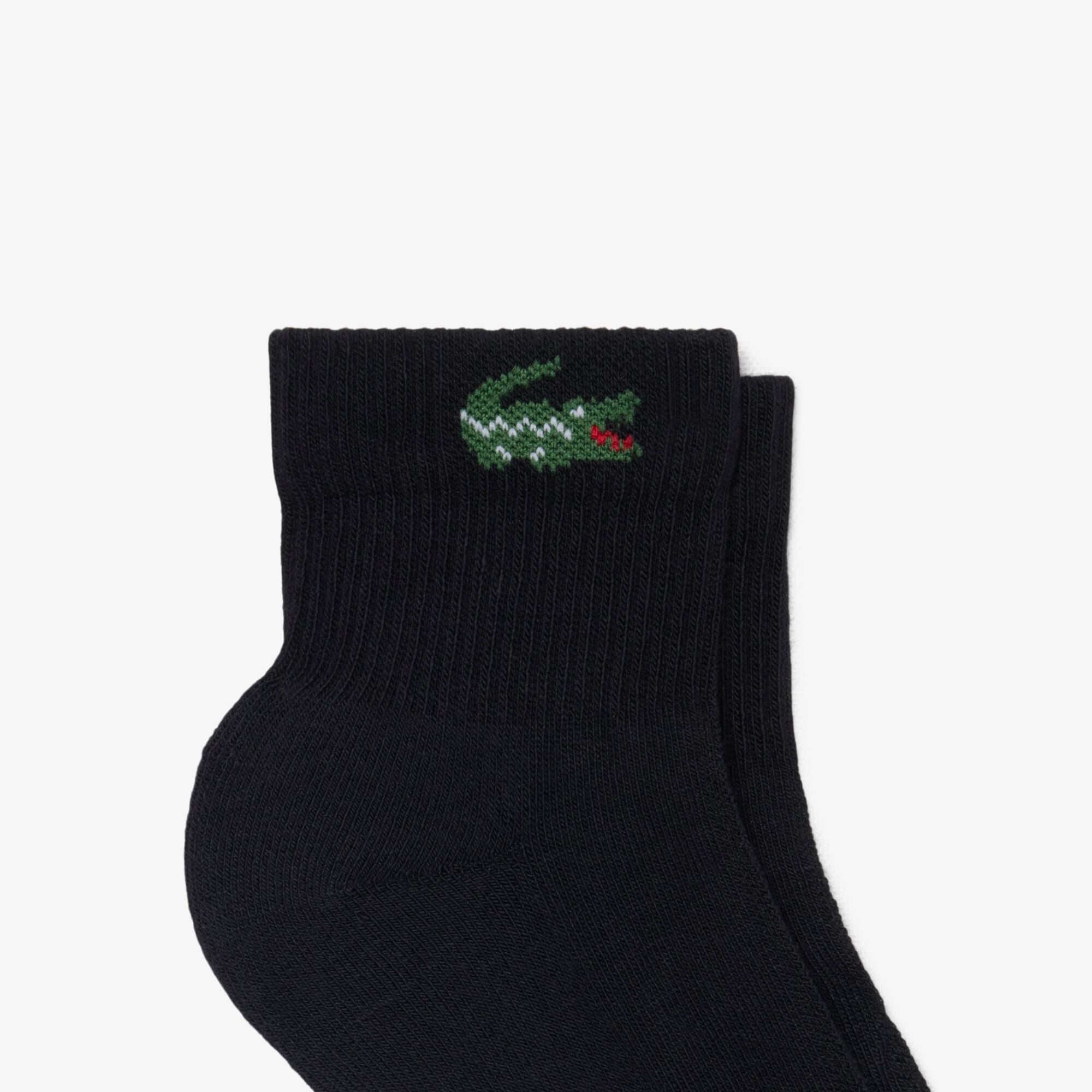 Lacoste 6-Pack Quarter Sport Socks - Black - crocodile logo detail
