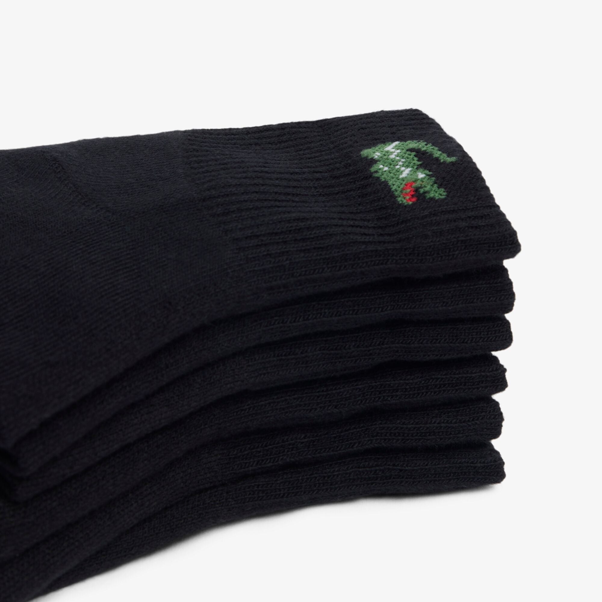 Lacoste 6-Pack Quarter Sport Socks - Black - folded sock detail
