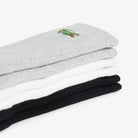 Lacoste 3-Pack Sport Socks - White / Silver Chine / Black - folded sock detail