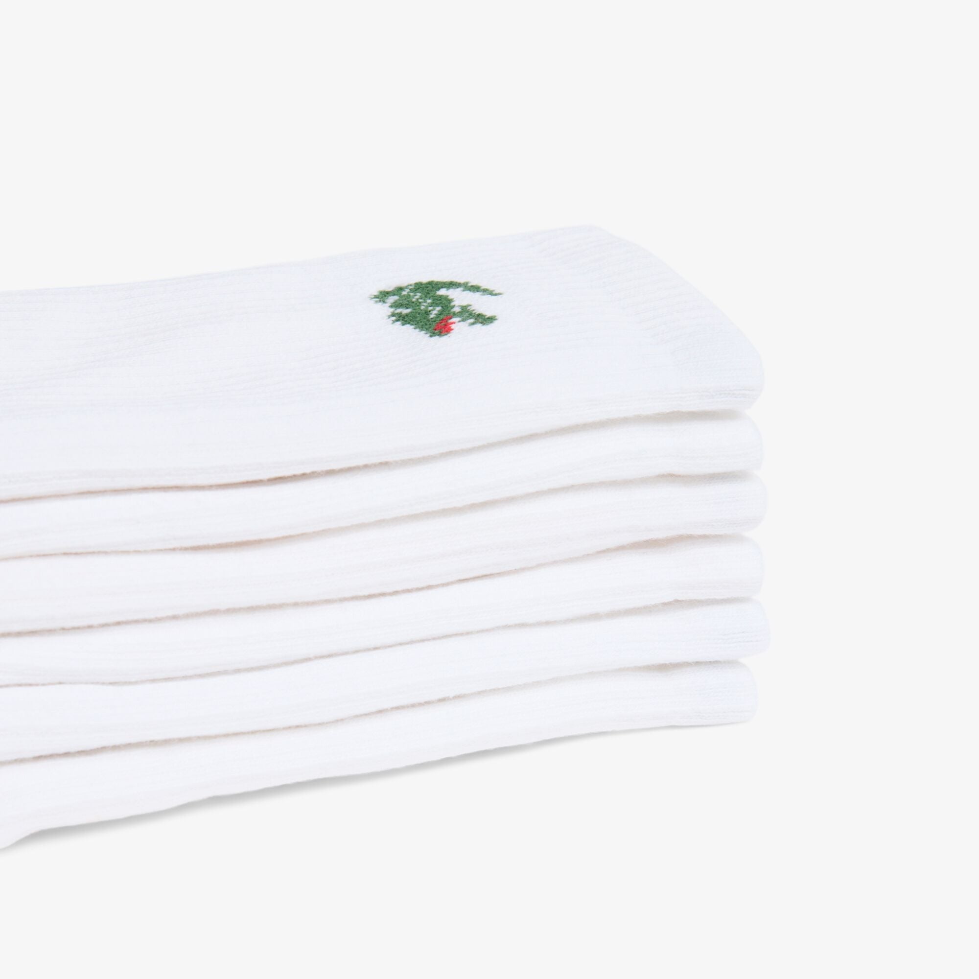 Lacoste 6-Pack Sport Socks - White - folded sock detail