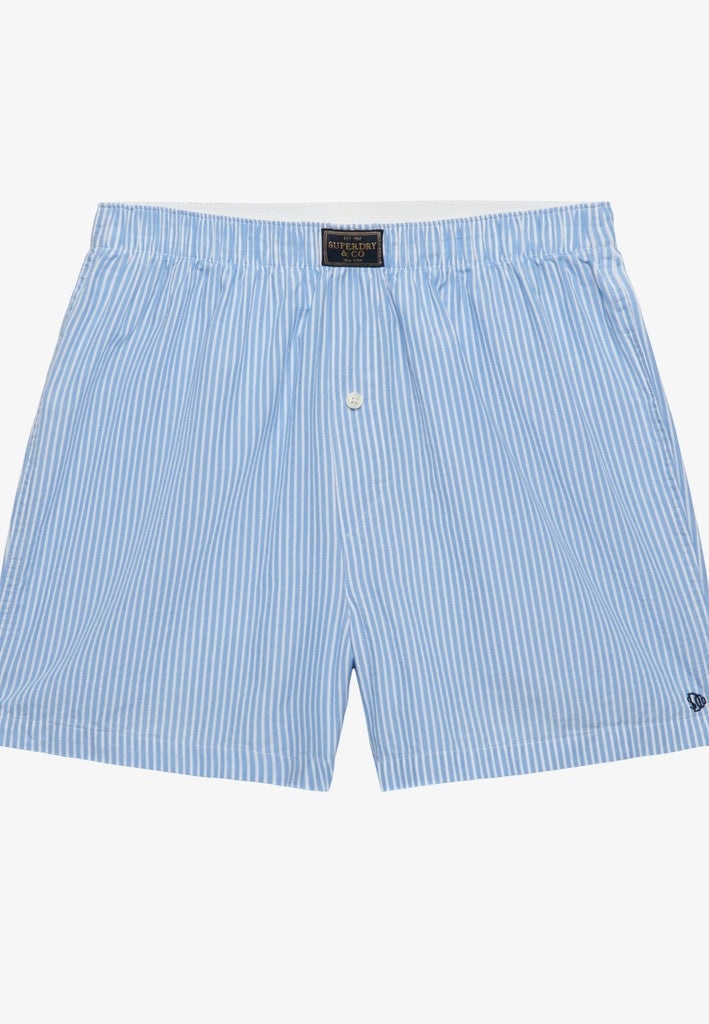 Superdry men's cotton woven boxer shorts - Chalk Blue Stripe