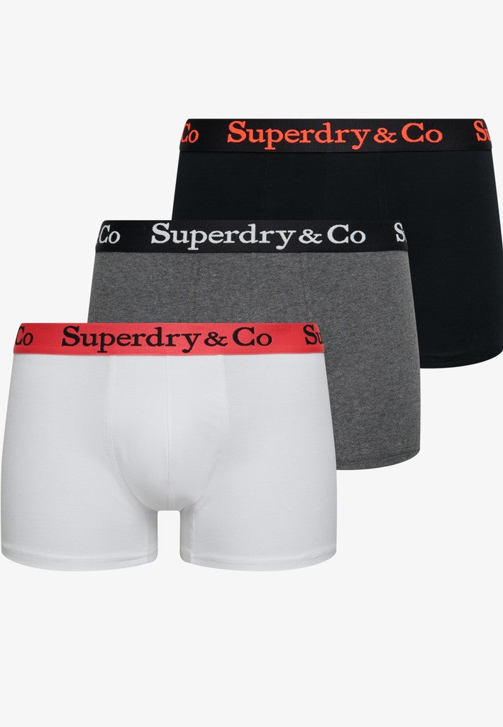 Superdry & Co 3-Pack Trunks Black/Charcoal/Optic