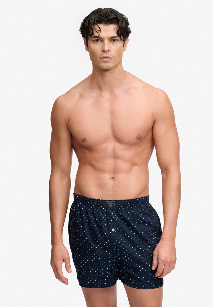 Superdry men's cotton woven boxer shorts - Navy Polka Dot