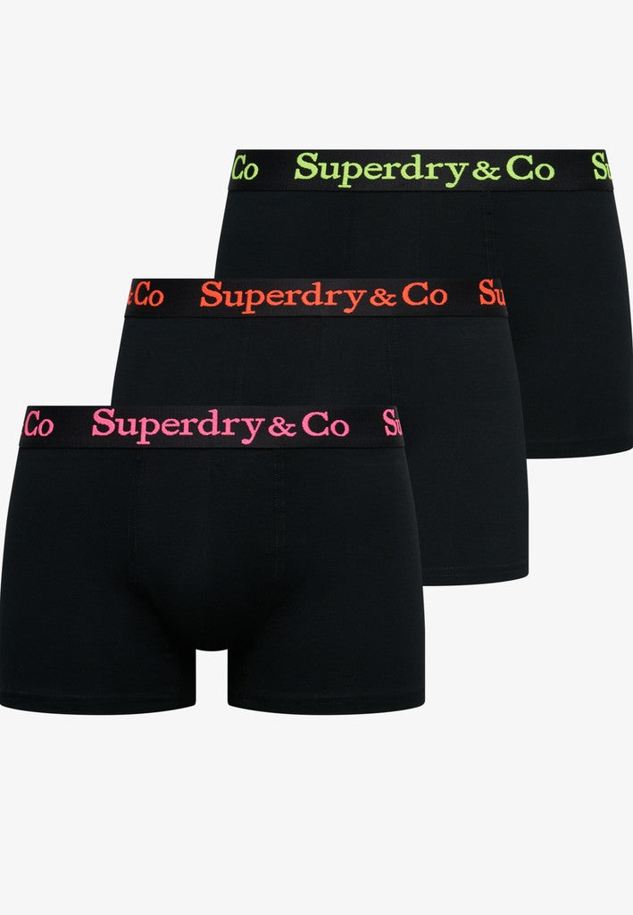 Superdry & Co 3-Pack Trunks Black/Black/Black/Neon