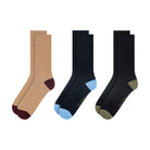Ted Baker 3 Pack Crew Socks – Cotton Blend, Beige / Navy / Black