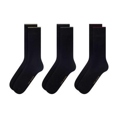 Ted Baker 3 Pack Crew Socks – Cotton Blend, Black