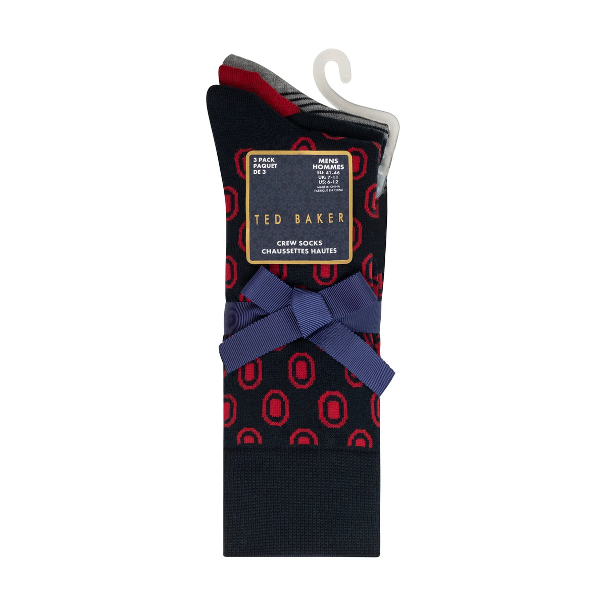 Ted Baker men's 3 pack print crew socks Red - pack