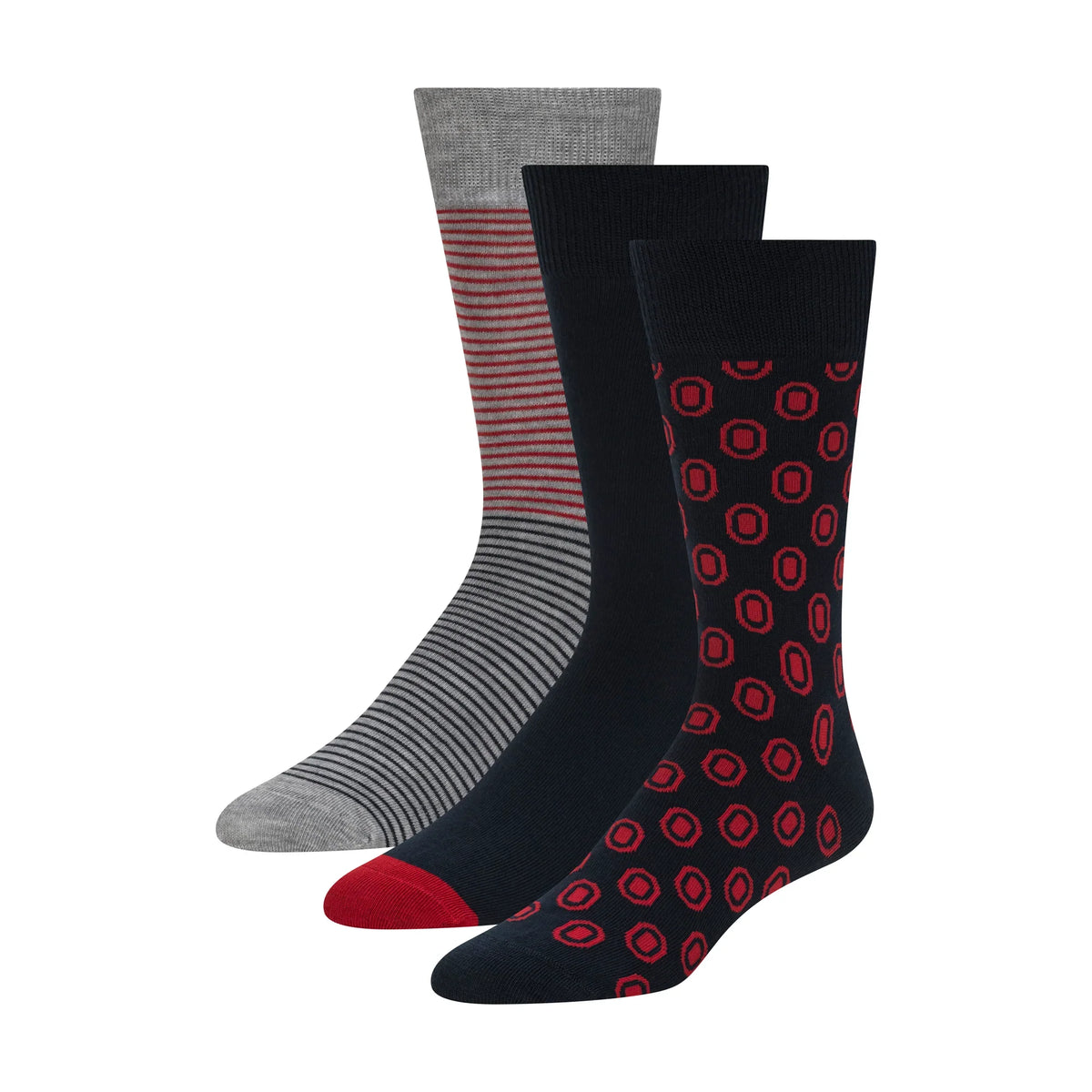 Ted Baker men's 3 pack print crew socks Red - side view