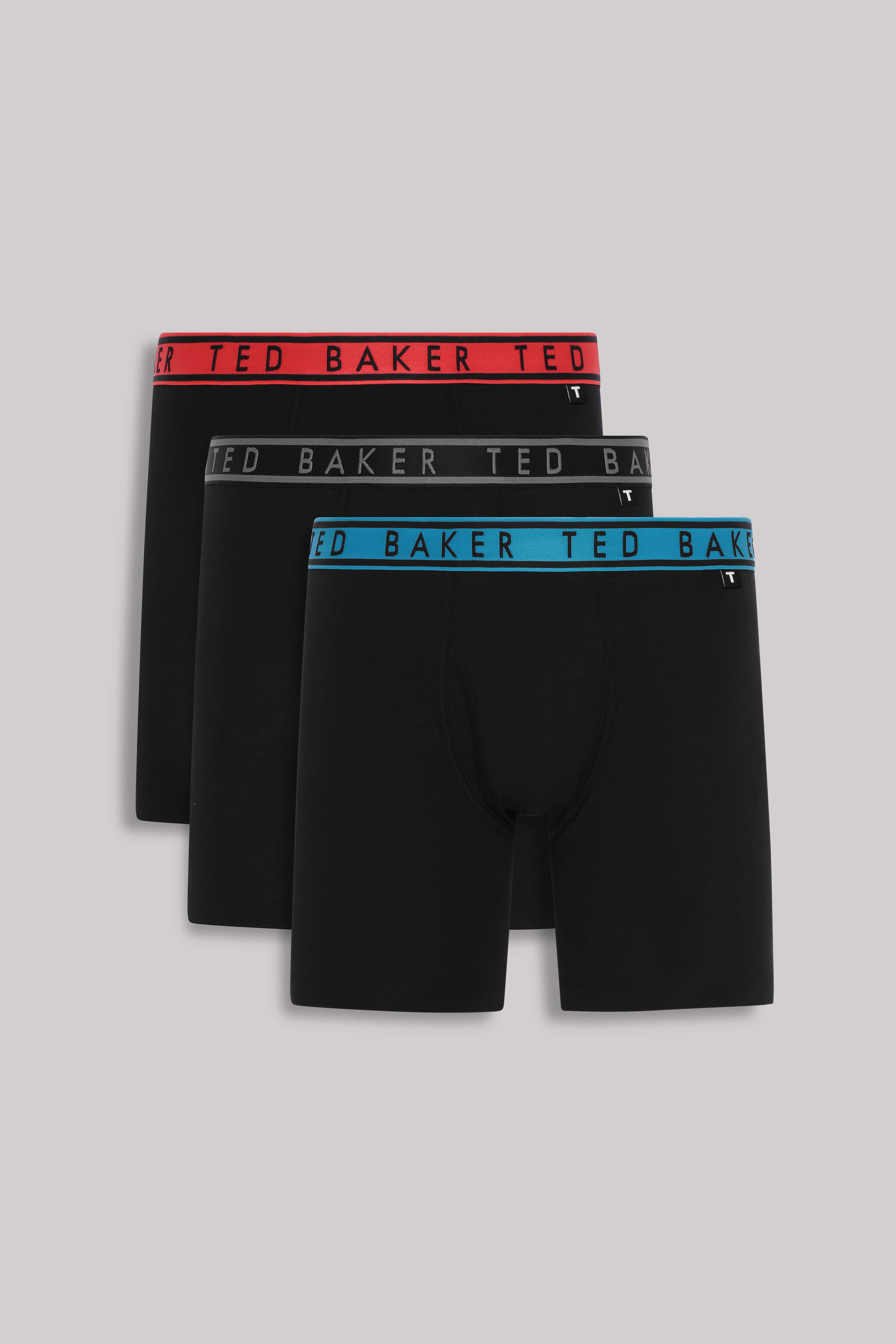Ted Baker 3 Pack Cotton Stretch Boxer Briefs Black with Red Black Bl Trunks and Boxers