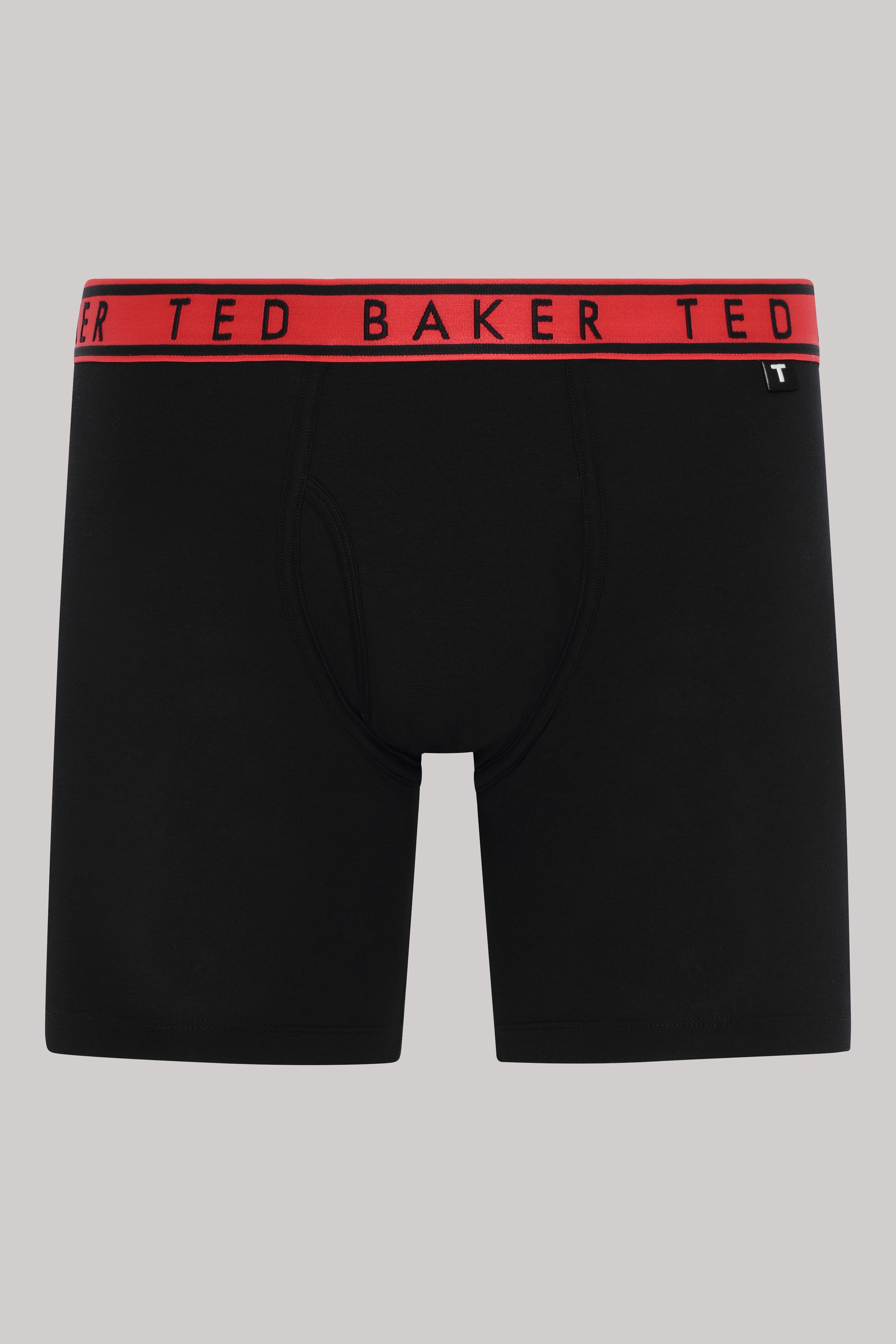 Ted Baker 3 Pack Cotton Stretch Boxer Briefs Black with Red Black Blue waistbands