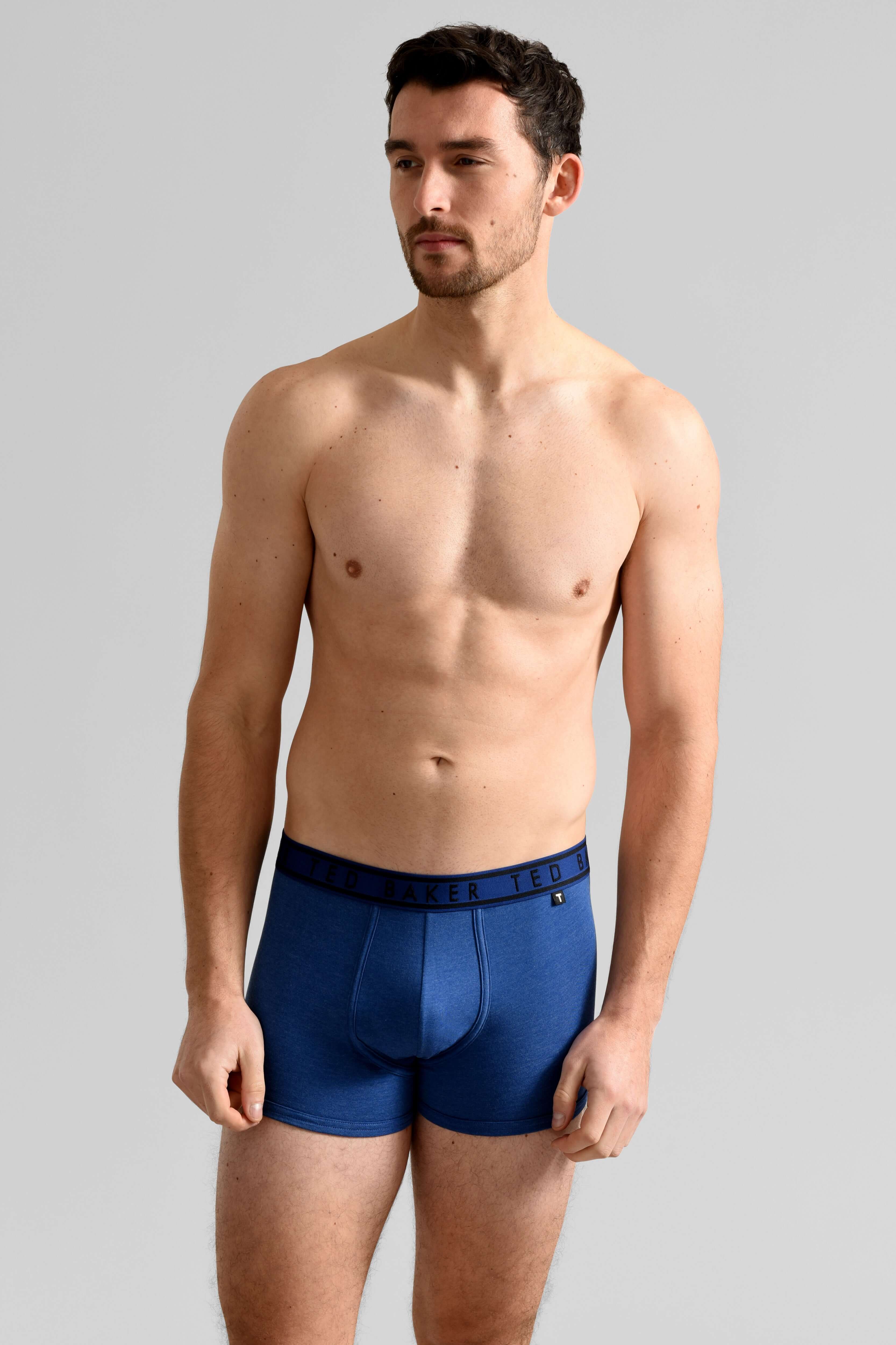 Ted Baker 3 Pack Cotton Stretch Trunks - Blue, Print, Peacoat