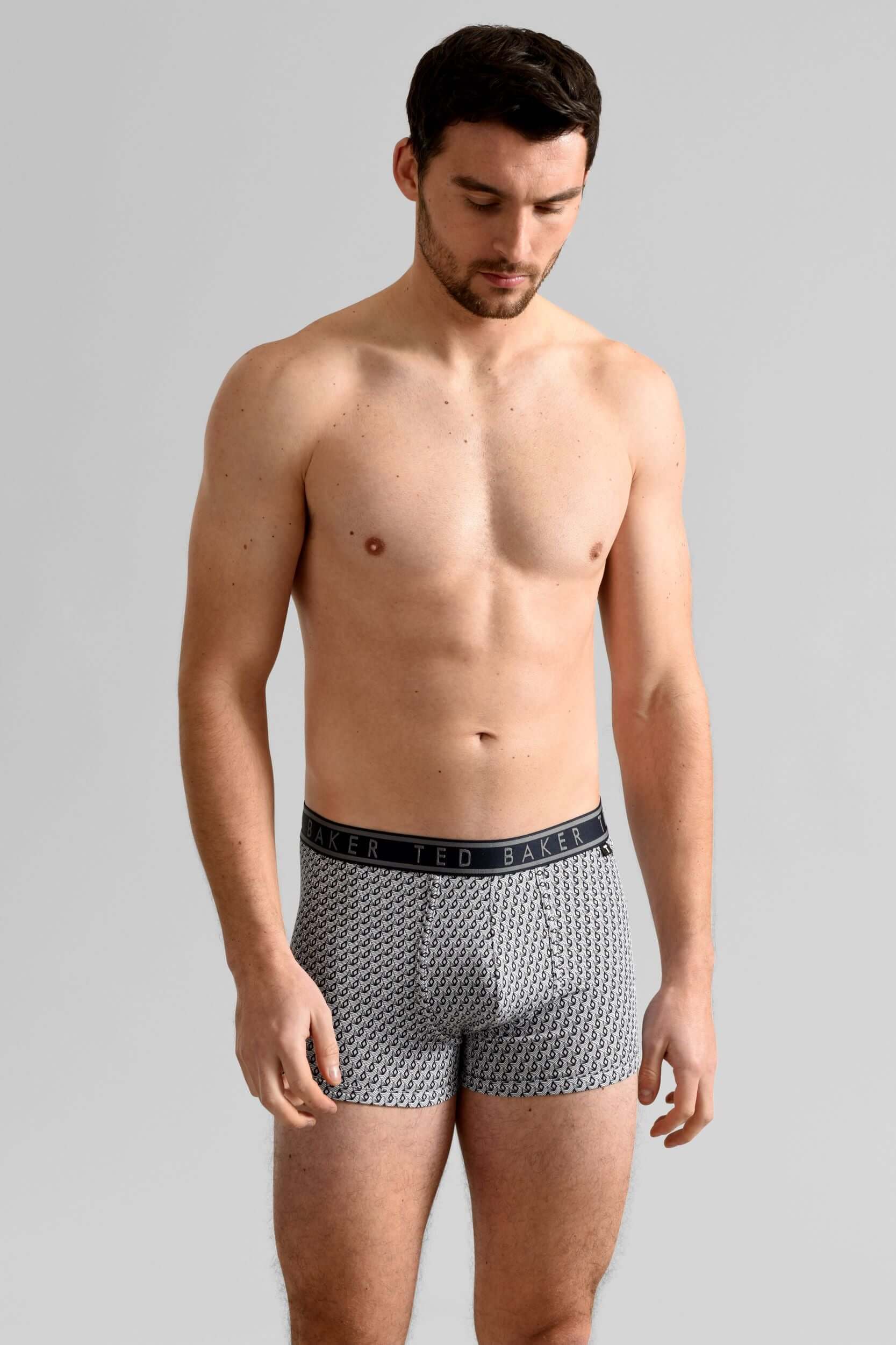 Ted Baker 3 Pack Cotton Stretch Trunks - Blue, Print, Black