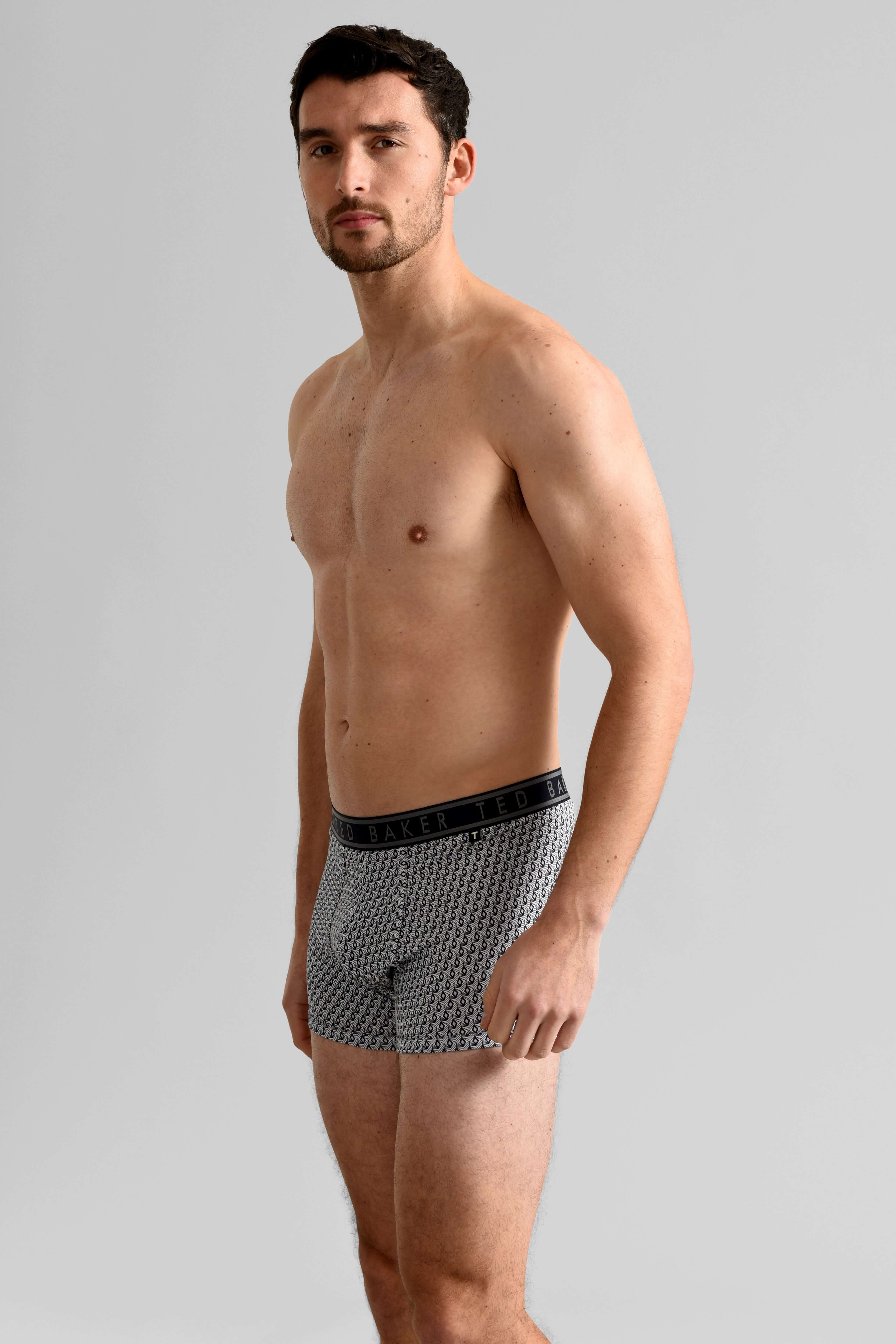 Ted Baker 3 Pack Cotton Stretch Trunks - Blue, Print, Black