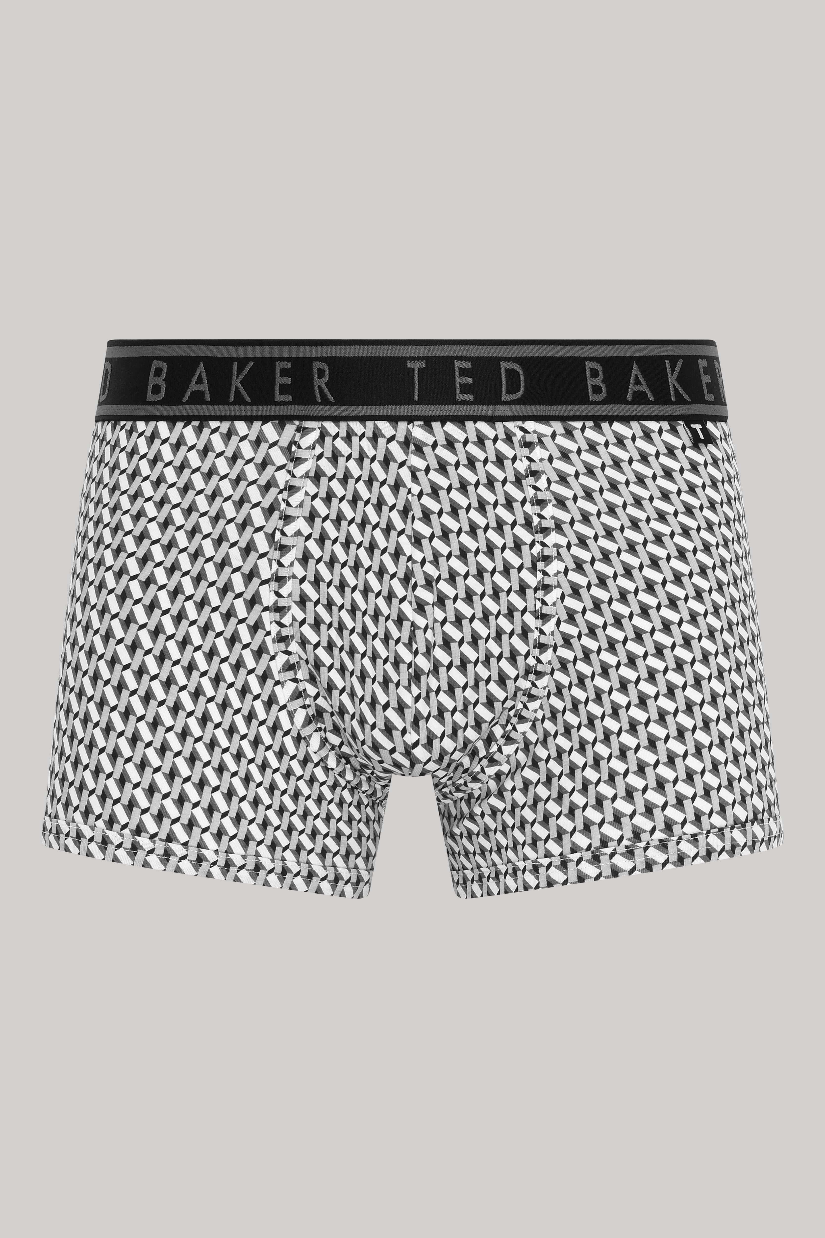 Ted Baker Mens Three Pack Cotton Stretch Trunks - Grey Sangs/Geo Twist/Grey