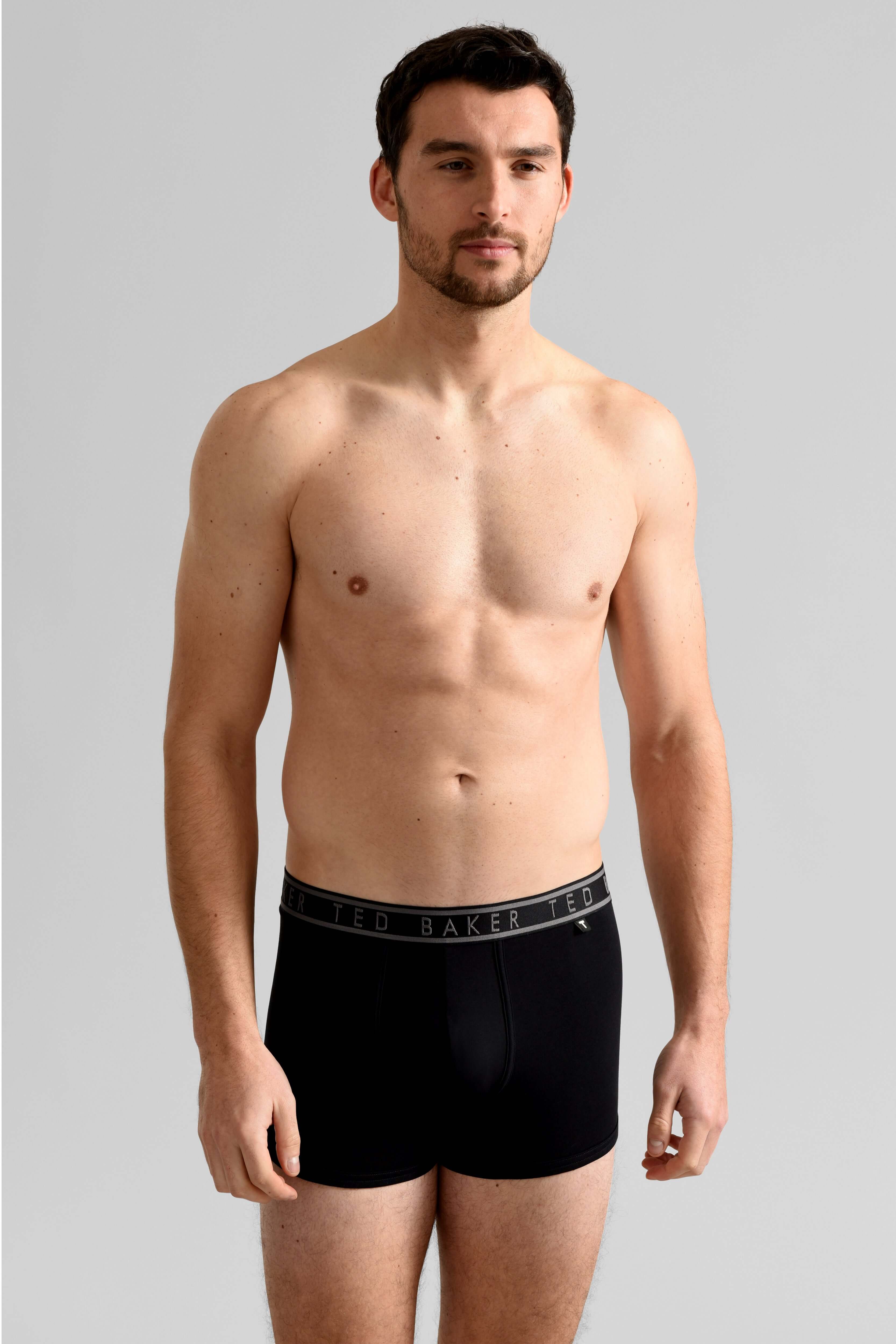 Ted Baker Mens Three Pack Cotton Stretch Trunks - Navy/Ounslo Palm/Geo Blue