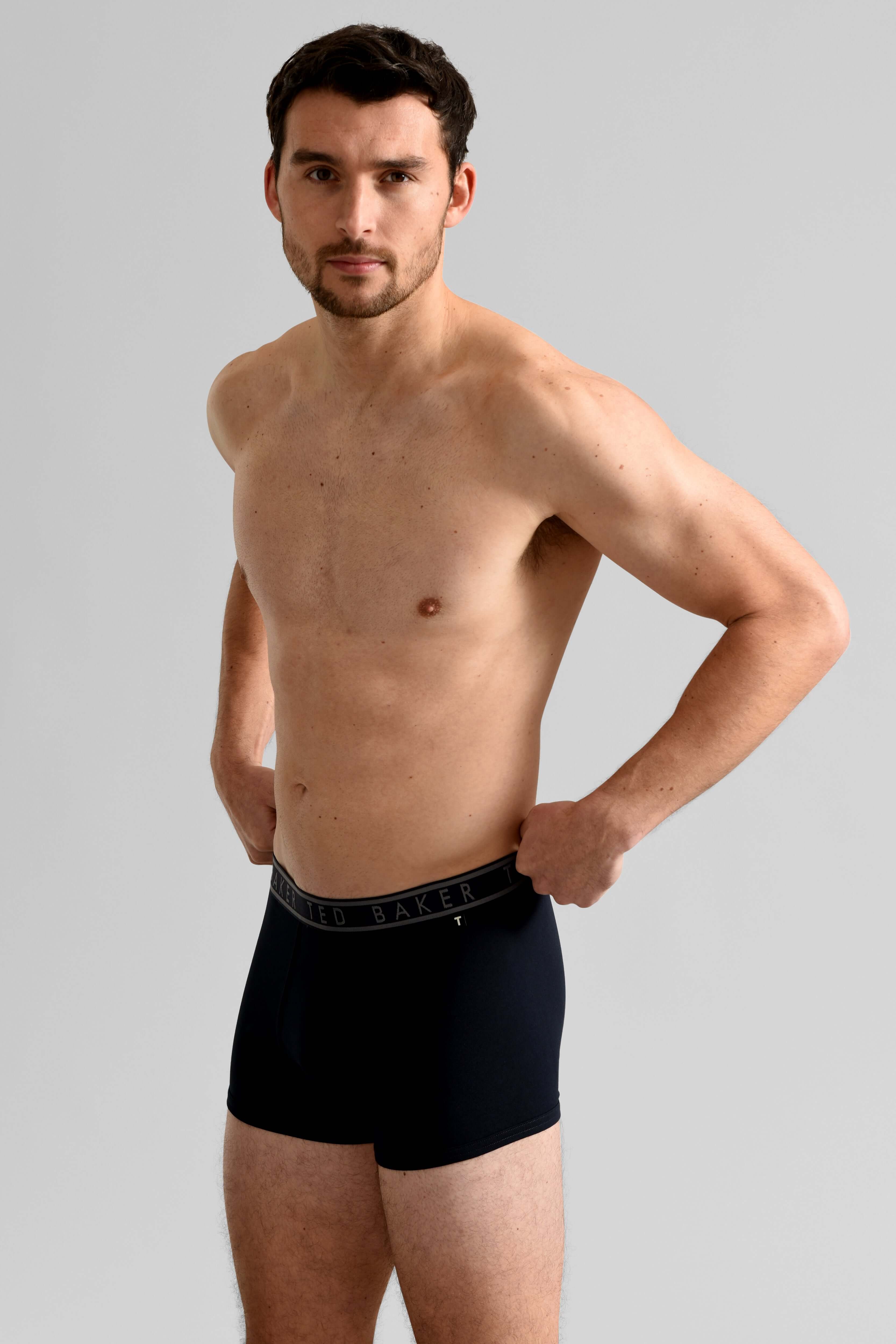 Ted Baker Mens Three Pack Cotton Stretch Trunks - Navy/Ounslo Palm/Geo Blue