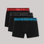 Ted Baker 3 Pack Cotton Stretch Trunks - Black with Red, Black Blue Waistbands