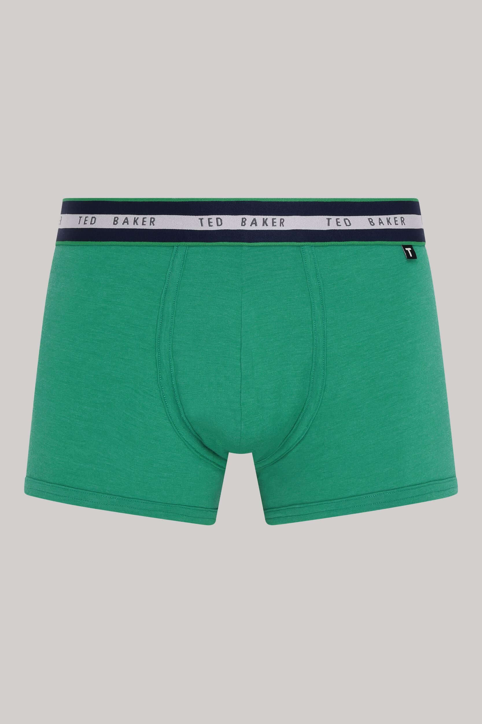 Ted Baker 3 Pack Cotton Stretch Trunks - Green/Grey/Peacoat