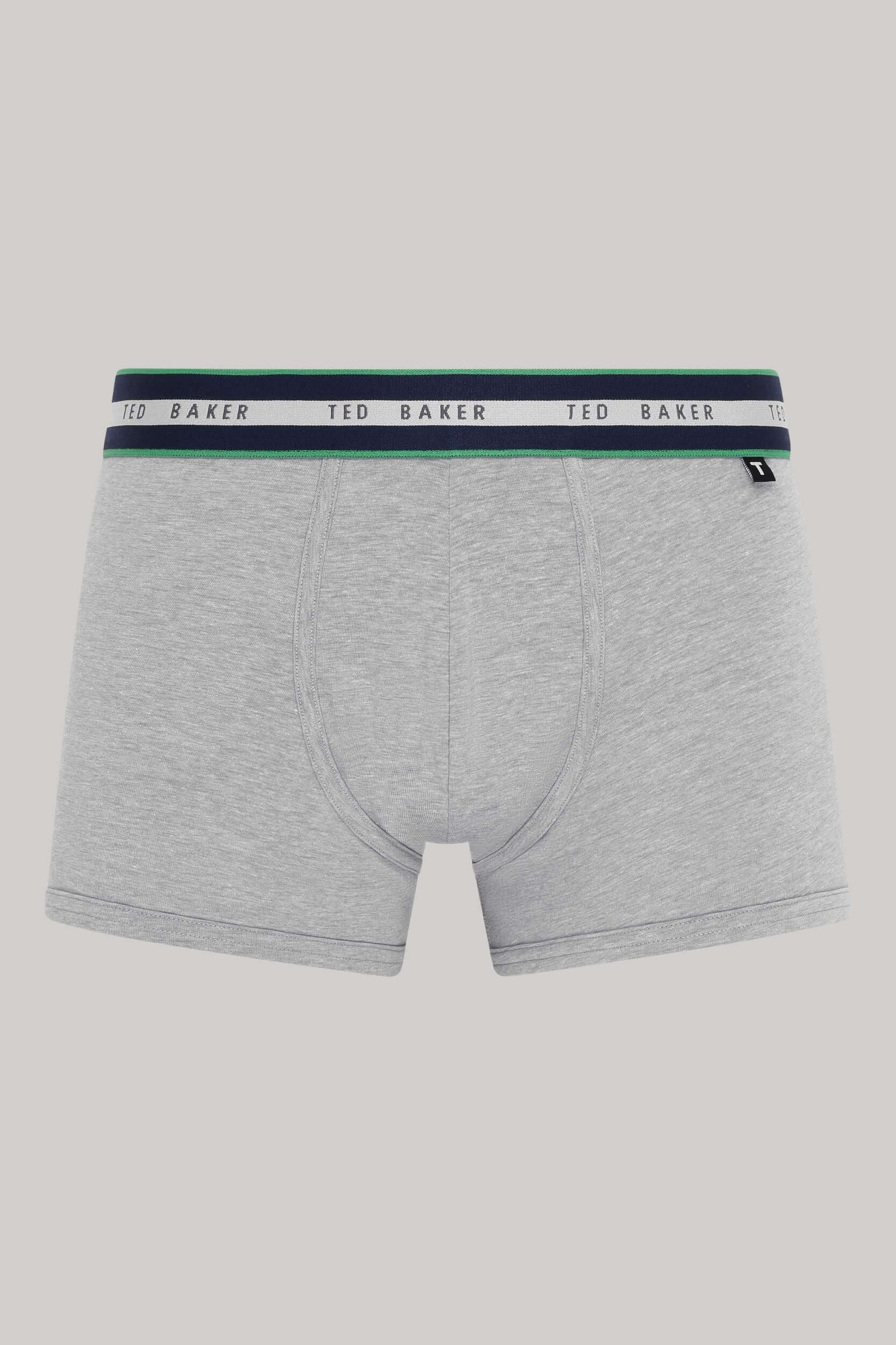 Ted Baker 3 Pack Cotton Stretch Trunks - Green/Grey/Peacoat