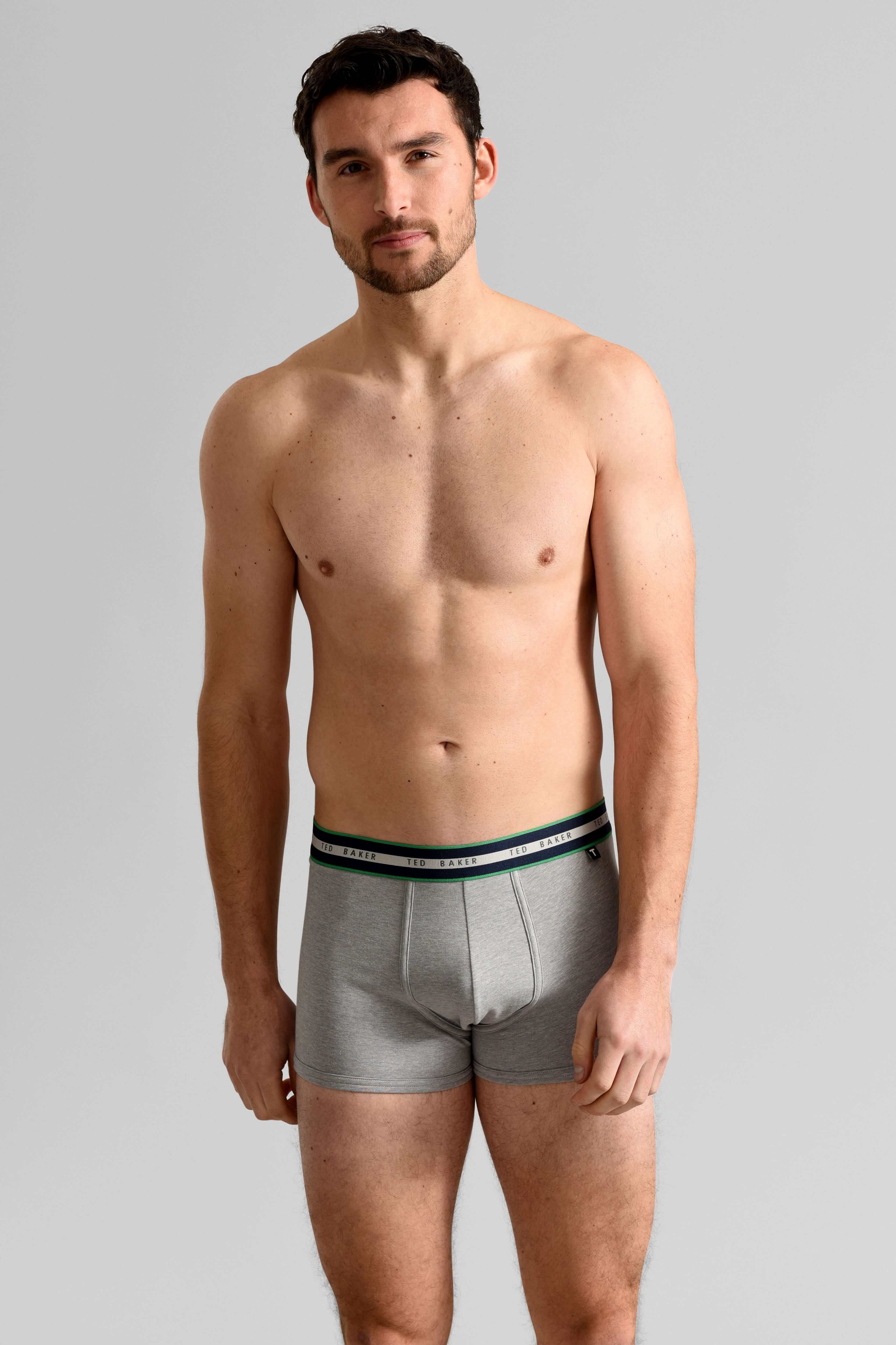 Ted Baker 3 Pack Cotton Stretch Trunks - Green/Grey/Peacoat