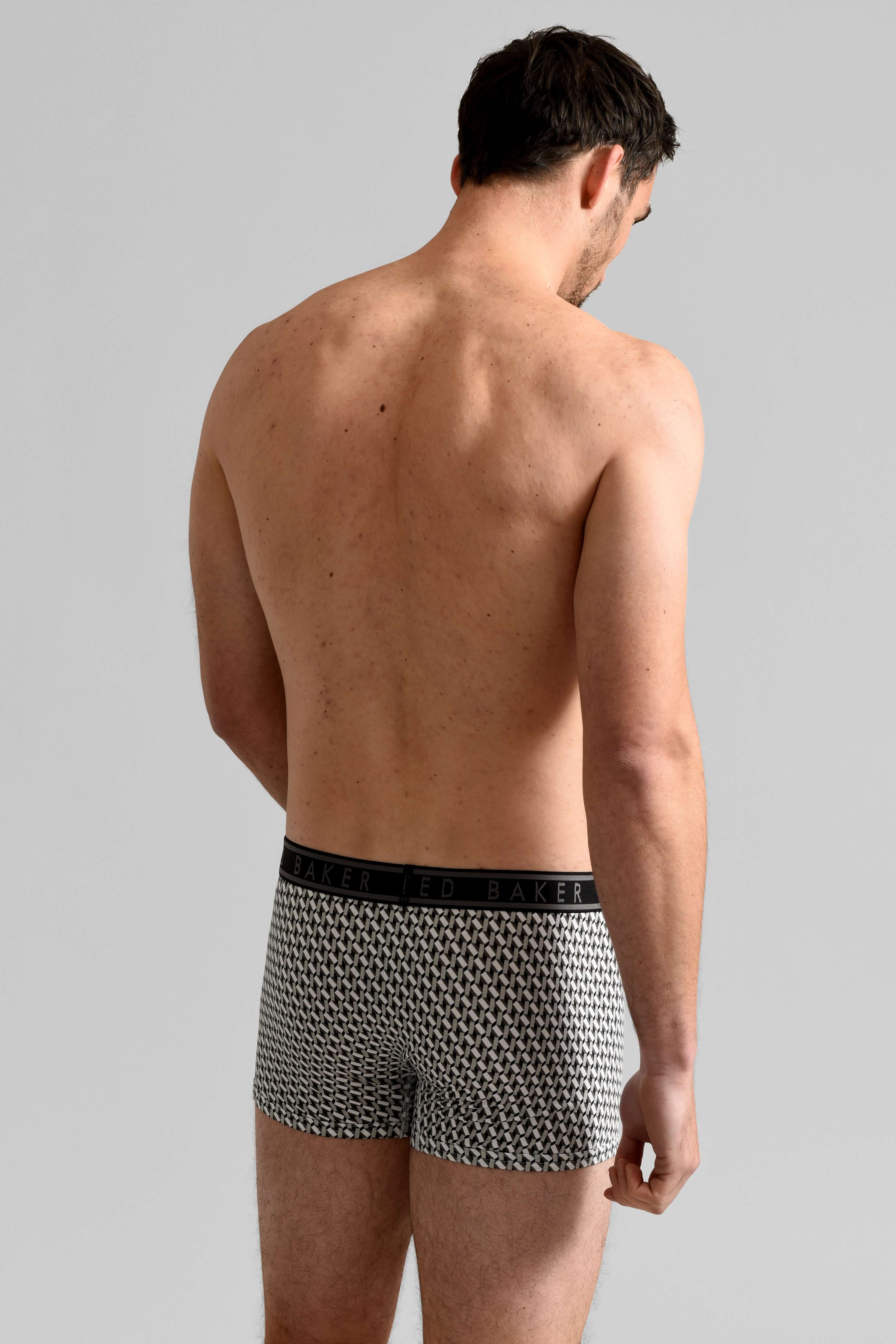 Ted Baker Mens Three Pack Cotton Stretch Trunks - Grey Sangs/Geo Twist/Grey