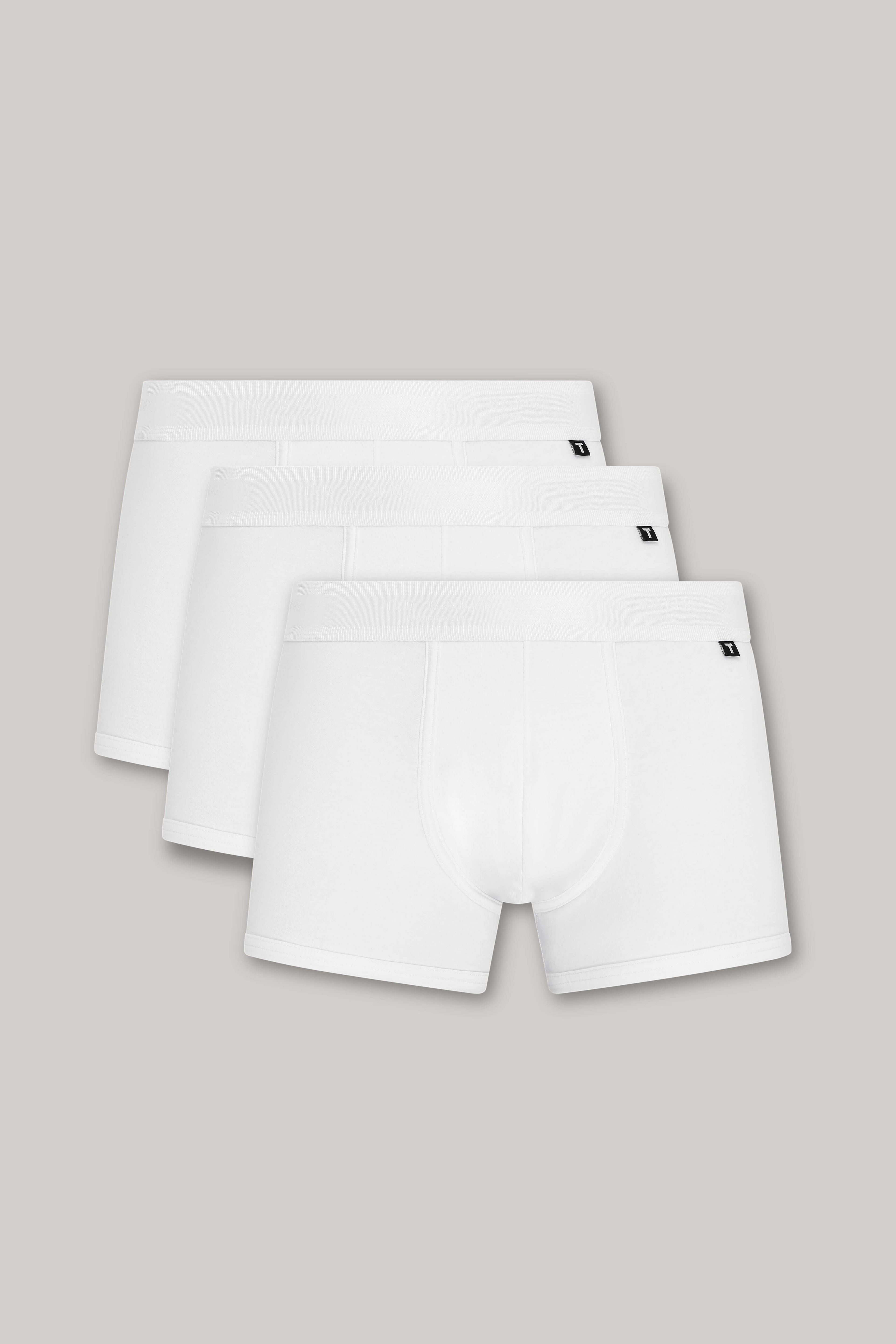 Ted Baker 3 Pack Fashion Cotton Stretch Solid Trunks - White