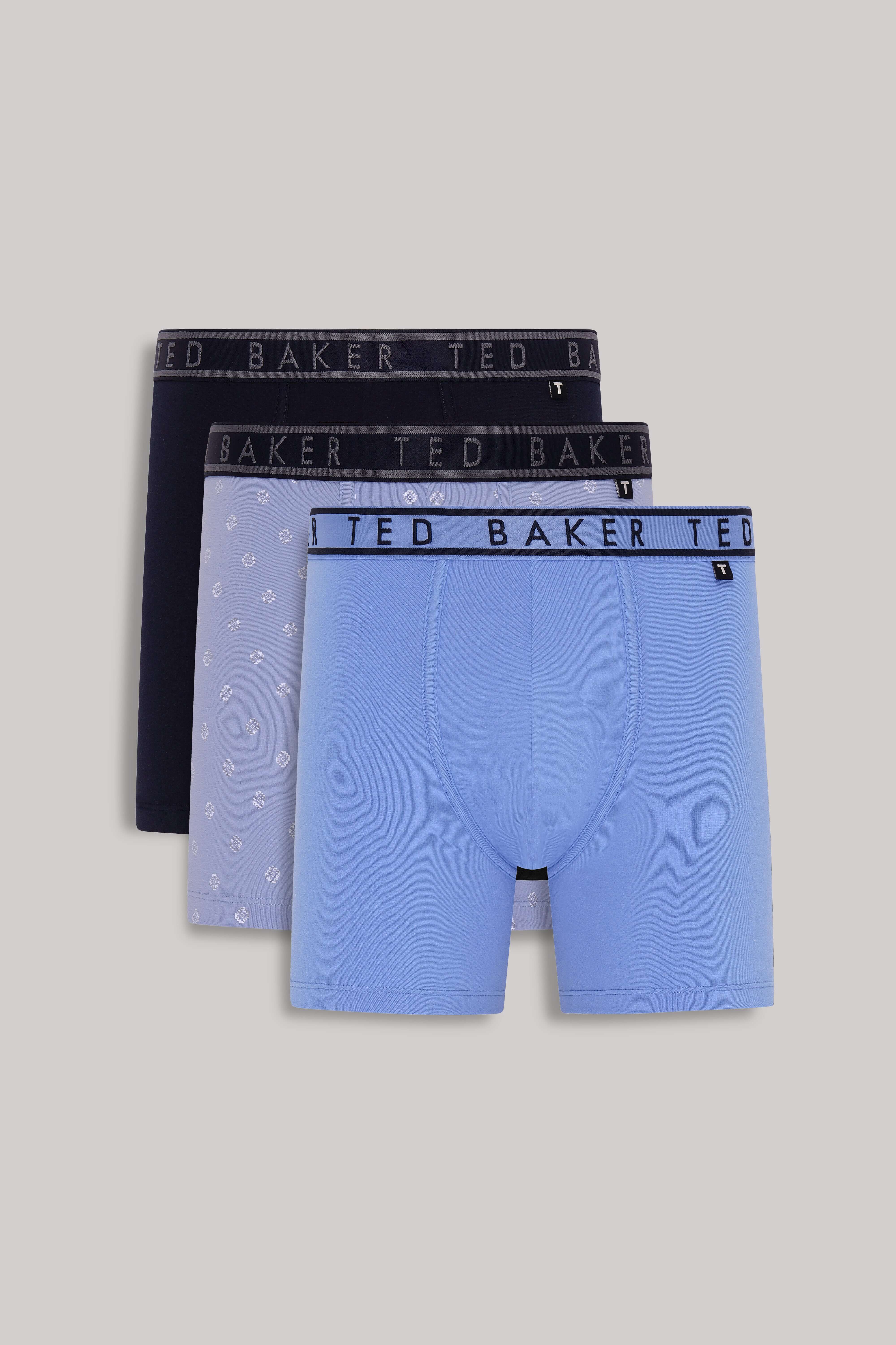 Ted Baker 3 Pack Cotton Stretch Boxer Briefs - Navy Blue/ Sauna/ Bachelors Blue