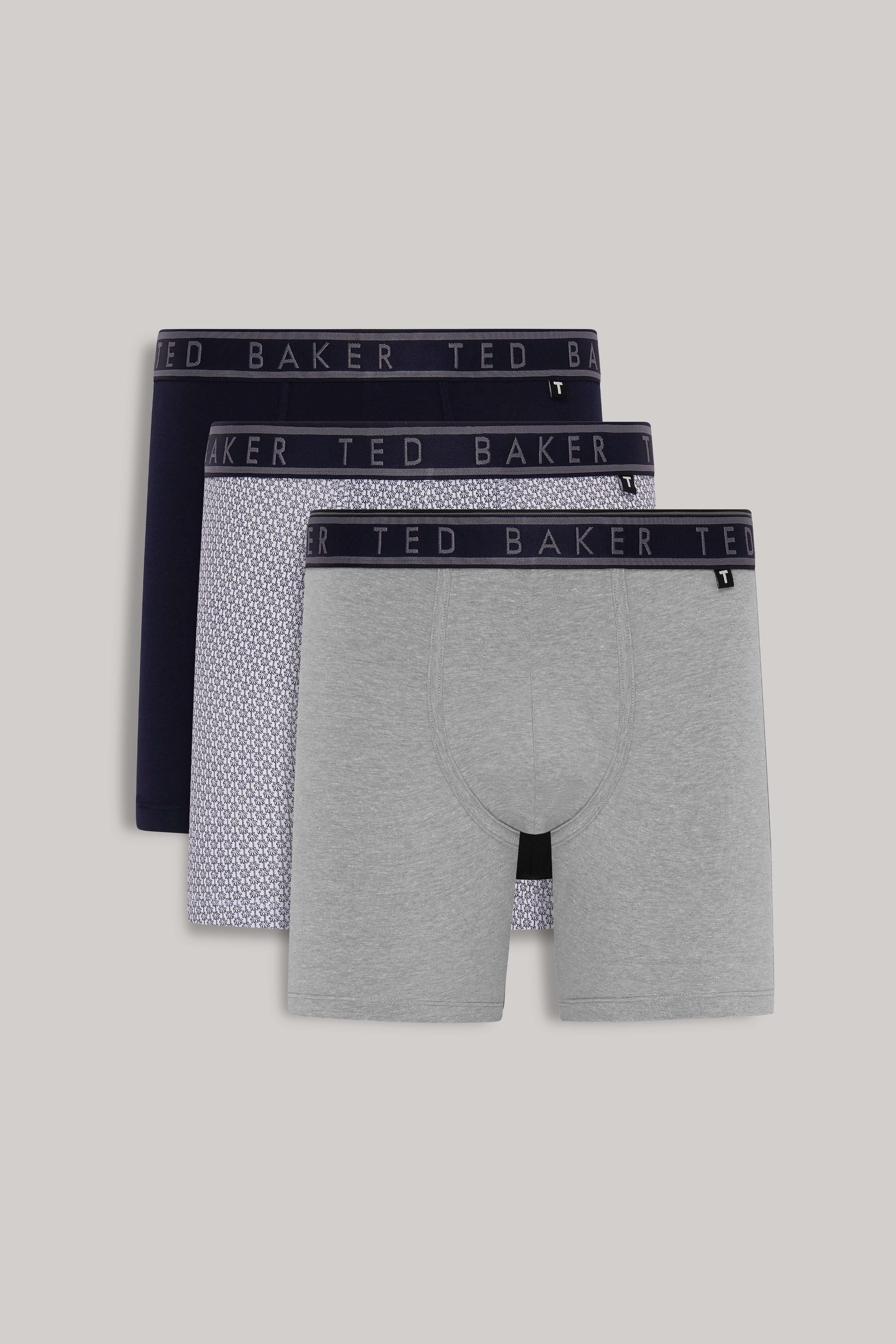 Ted Baker 3-Pack Boxer Briefs, Black/ Print / Heather Grey