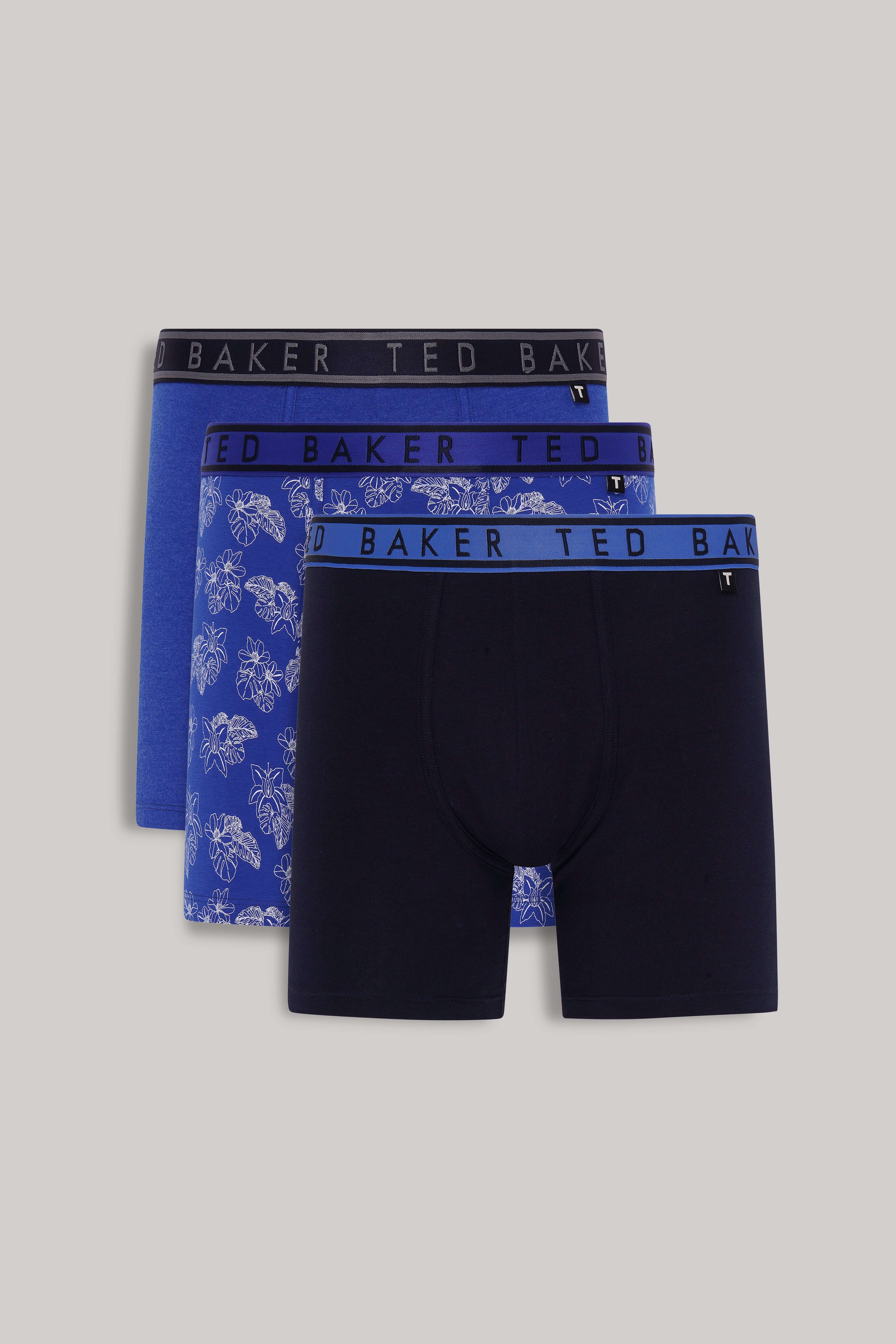 Ted Baker 3 Pack Cotton Stretch Boxer Briefs - Mazarnie Blue/ Blue Lotus/ Navy