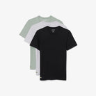 Lacoste TH2273 V87 3-Pack Slim Fit Cotton Crew Neck T-Shirts – black, silver marl and sage green slim-fit cotton T-shirts arranged as a 3-pack