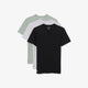Lacoste TH2273 V87 3-Pack Slim Fit Cotton Crew Neck T-Shirts – black, silver marl and sage green slim-fit cotton T-shirts arranged as a 3-pack