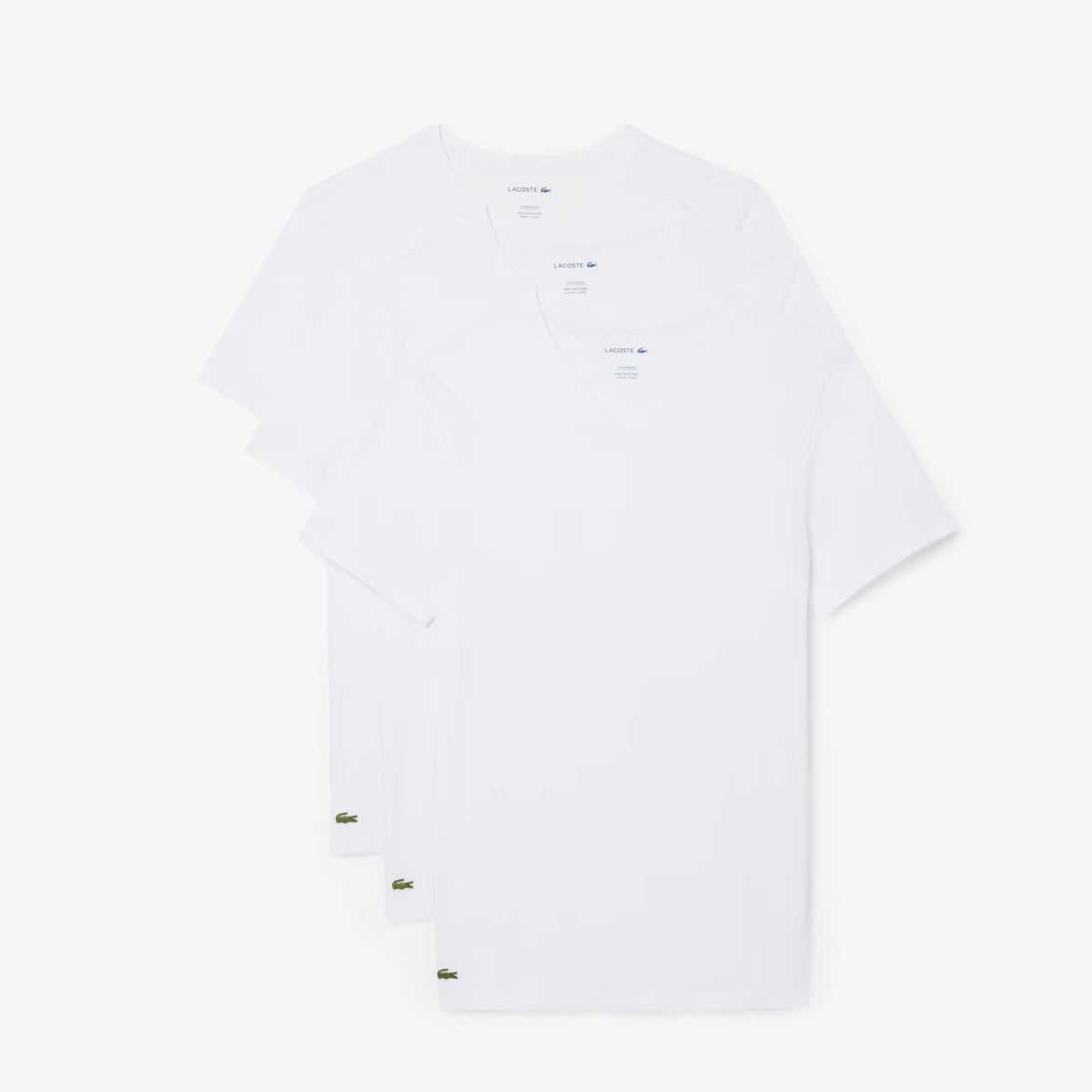 Lacoste TH9008-001 3-Pack Slim Fit V-Neck T-Shirts White - alternate pack view